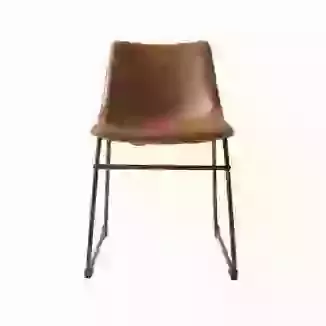 Vegan leather Tan Dining Chair with Metal leg Frame SET OF 2